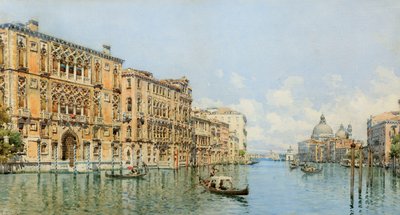 Ein Blick auf den Canal Grande mit Palazzo Cavalli-Franchetti und Santa Maria della Salute von Gino de Colle